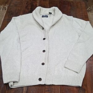 Chaps Cozy Oatmeal Beige Cream Grandpa Cardigan Sweater Size Large